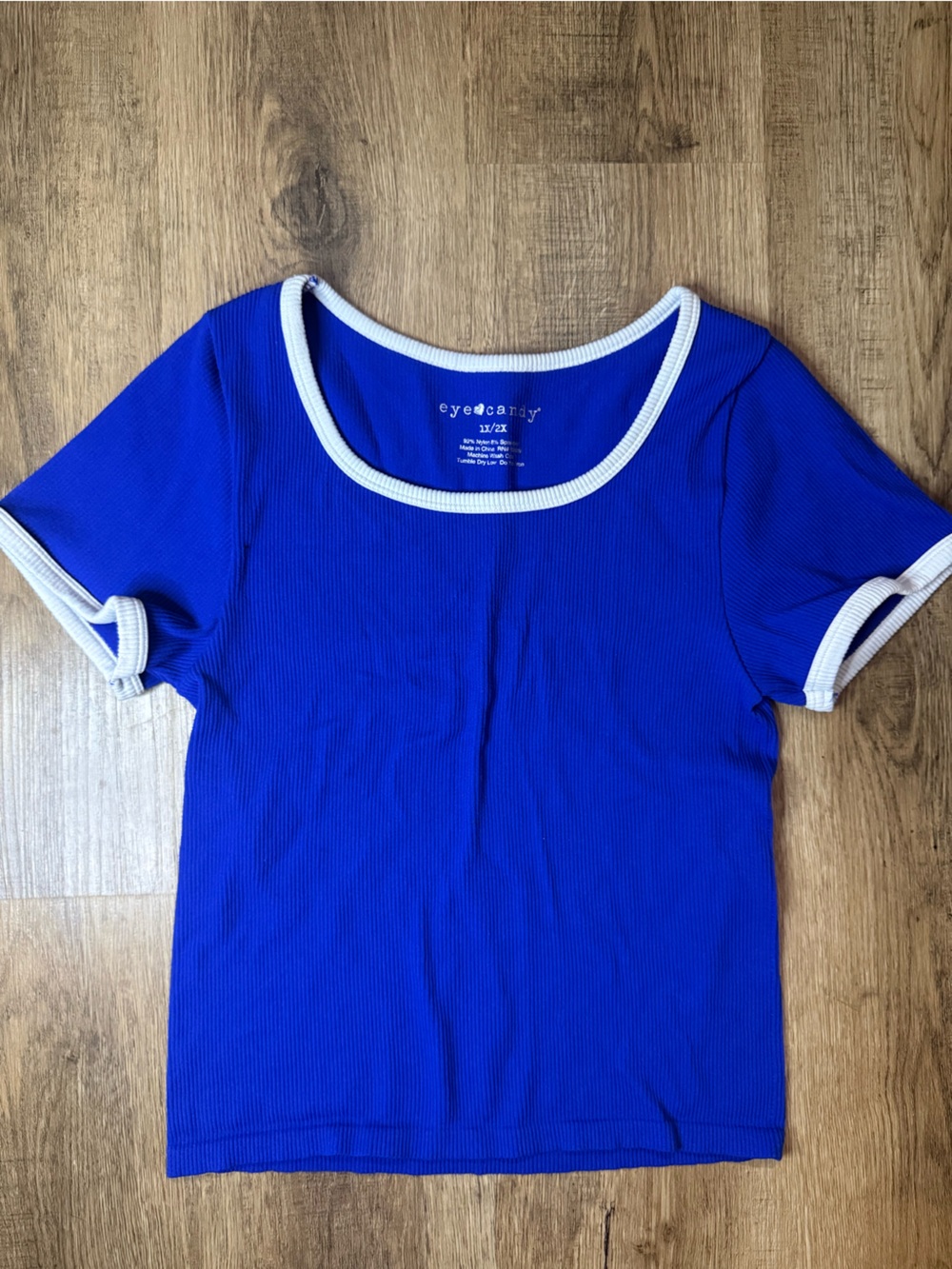 Eye Candy Ribbed Ringer Tee